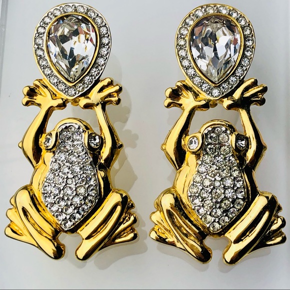 Valentino Jewelry - 💥🎊🎉HOST PICK 💥🎊🎉 RARE VTG 80s VALENTINO CRYSTAL FROG EARRINGS